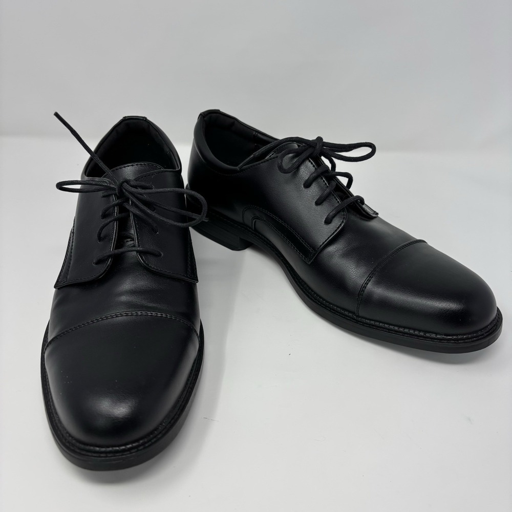 Dexter Dress Shoes Mens 10.5 Oxford Black Faux Leather Casual Almond Toe Lace Up